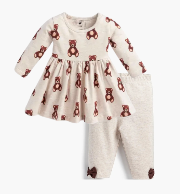 christmas babydoll dress + Bow Legging Set In Baby Teddy Bears | Baby | Size: 0-3M | Girl Grown Ass Woman Photoshoot back square neck velvet Size:US18+ 33W/34L