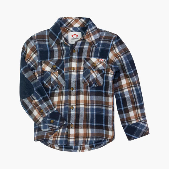Appaman Navy & Brown Plaid Flannel Shirt