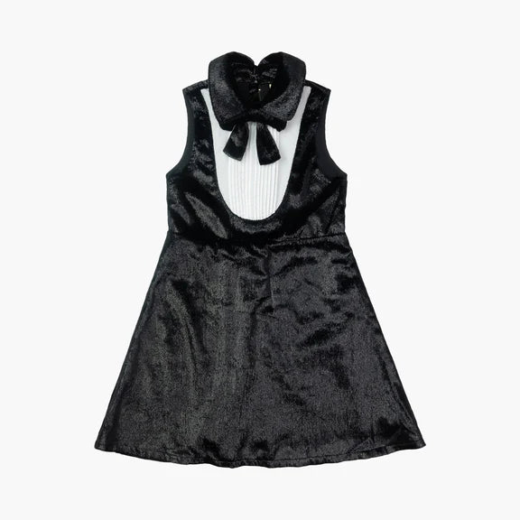 Black Velvet Tuxedo Dress | Girls | Kids | Size 8