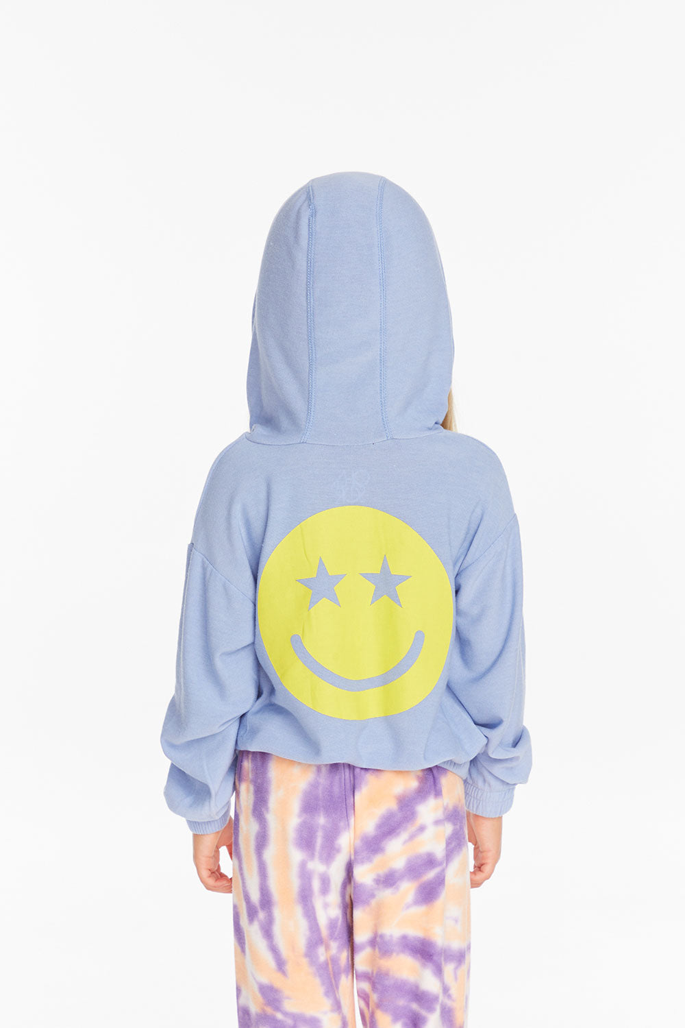 Chaser Cozy Knit Semi Cropped Star Smiley Hoodie Pullover