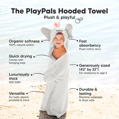 KeaBabies Playpals Hooded Baby Bath Towels, Ella