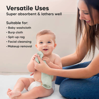 KeaBabies 6-Pack Baby Wash Cloths, Hills