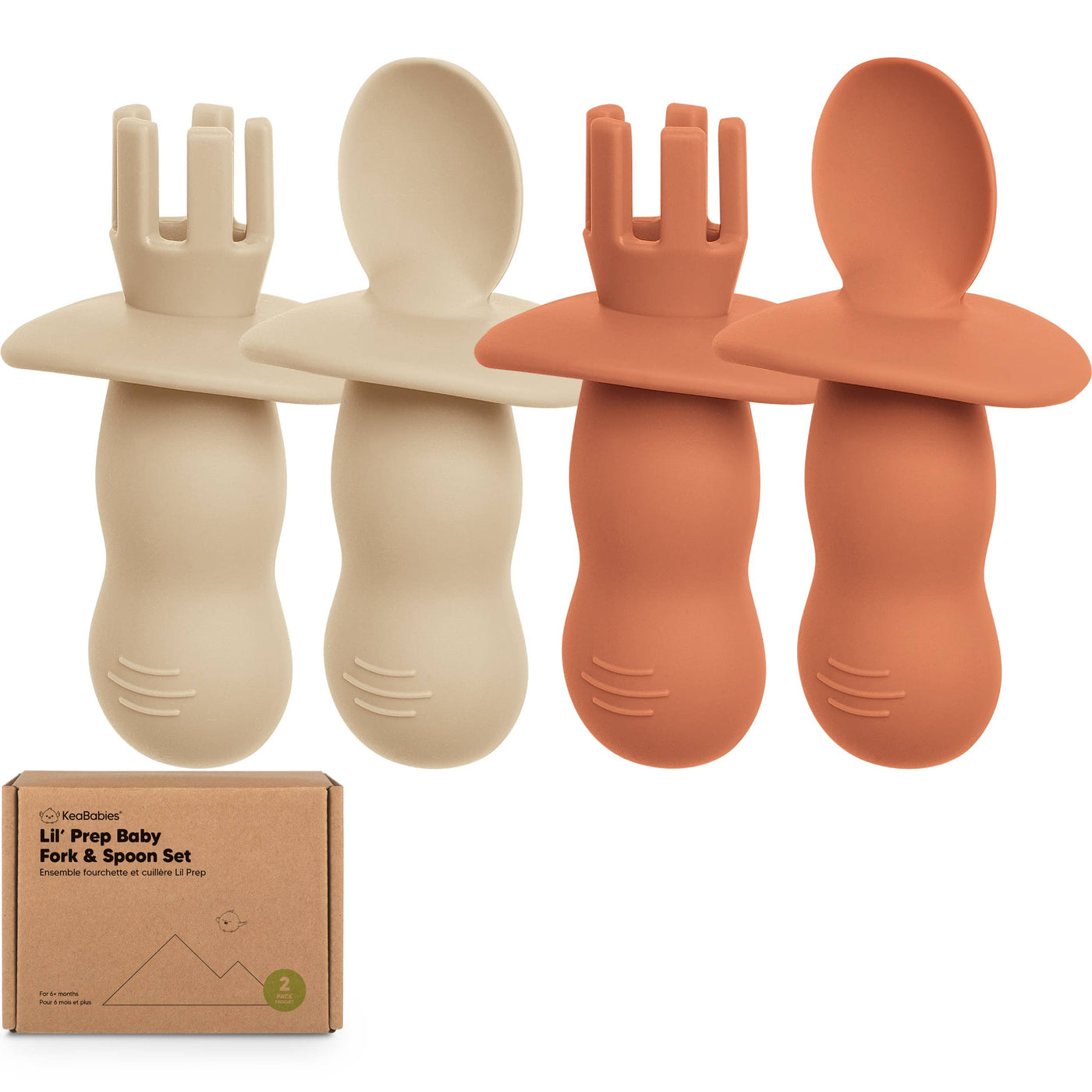 KeaBabies 4-Pack Prep Silicone Baby Spoons & Forks Set for Toddlers