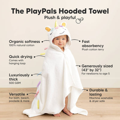 KeaBabies Playpals Hooded Baby Bath Towel, Uria