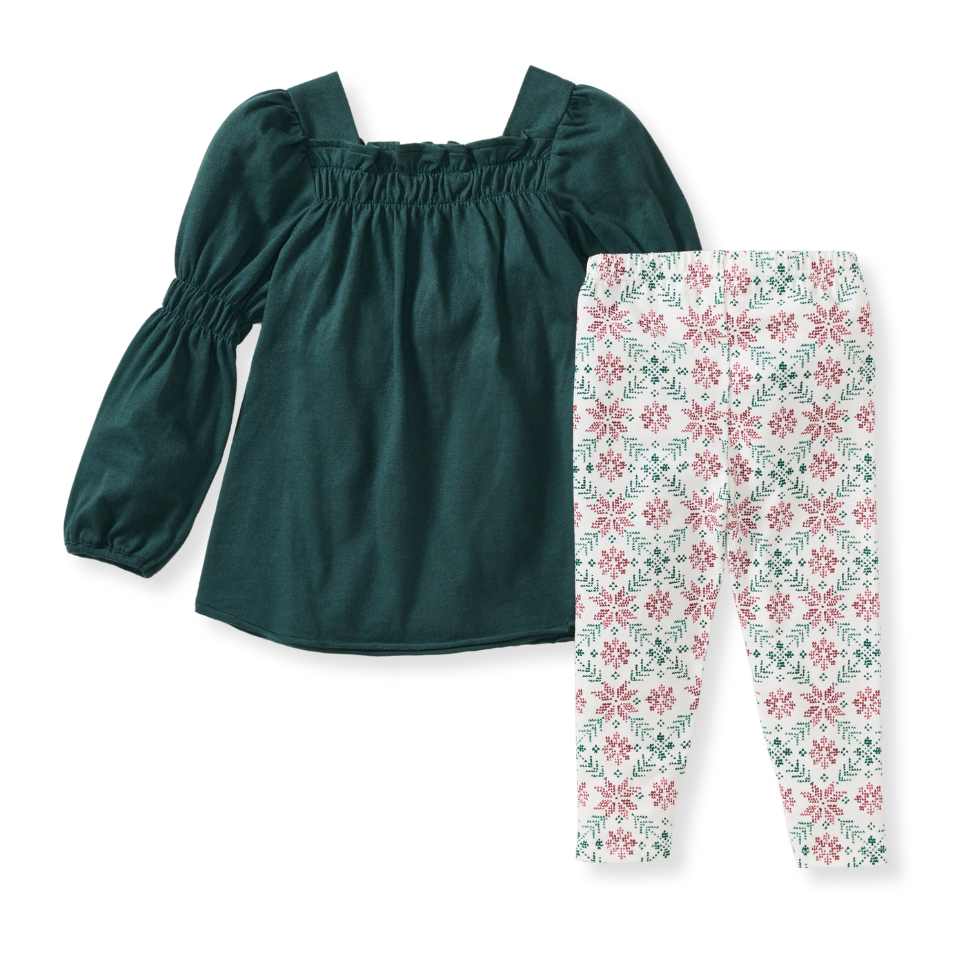 Poinsettia Fair Isle Organic Tunic & Pants Set