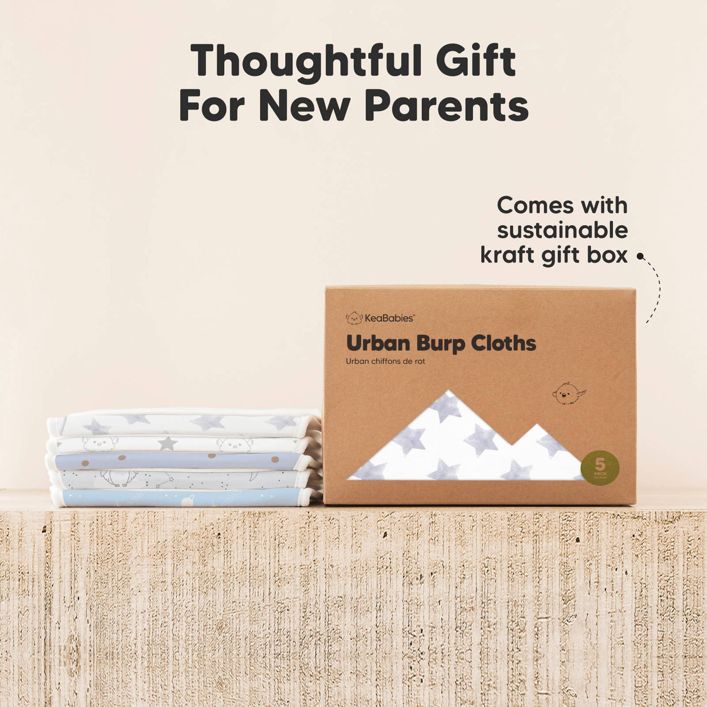 KeaBabies 5-Pack Urban Burp Cloths, Constellation