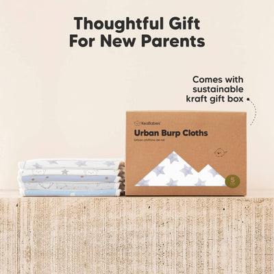KeaBabies 5-Pack Urban Burp Cloths, Constellation