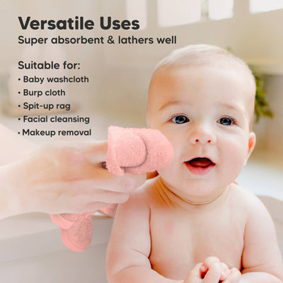 KeaBabies 6-Pack Baby Wash Cloths, Blush Pink