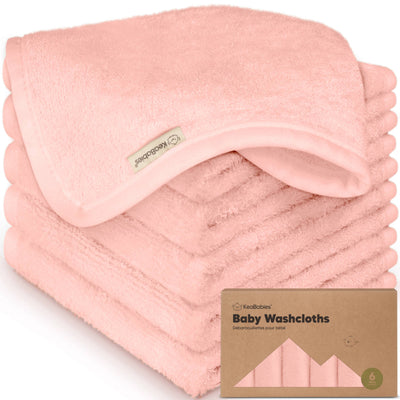 KeaBabies 6-Pack Baby Wash Cloths, Blush Pink