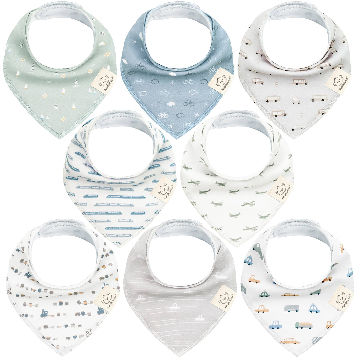 KeaBabies 8-pack Baby Bandana Bibs, Vessels