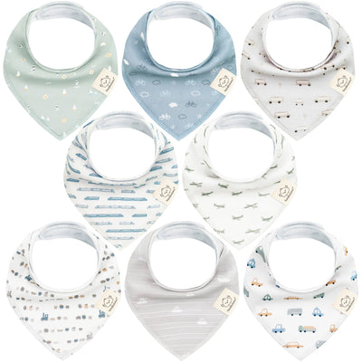 KeaBabies 8-pack Baby Bandana Bibs, Vessels