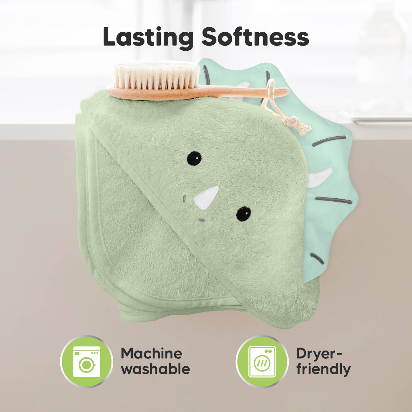 KeaBabies Cuddle Baby Hooded Towel, Triceratops