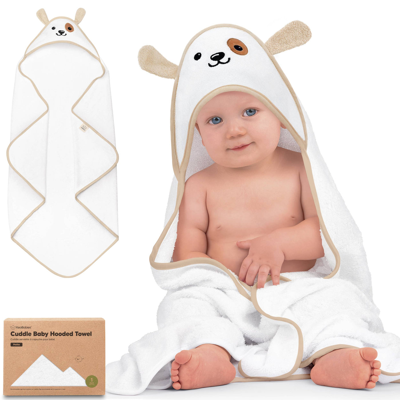 KeaBabies Cuddle Baby Hooded Towel, Dog