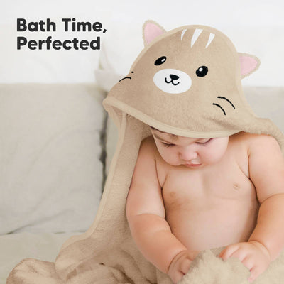 KeaBabies Cuddle Baby Hooded Towel, Cat