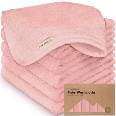 KeaBabies 6-Pack Baby Wash Cloths, Rosy