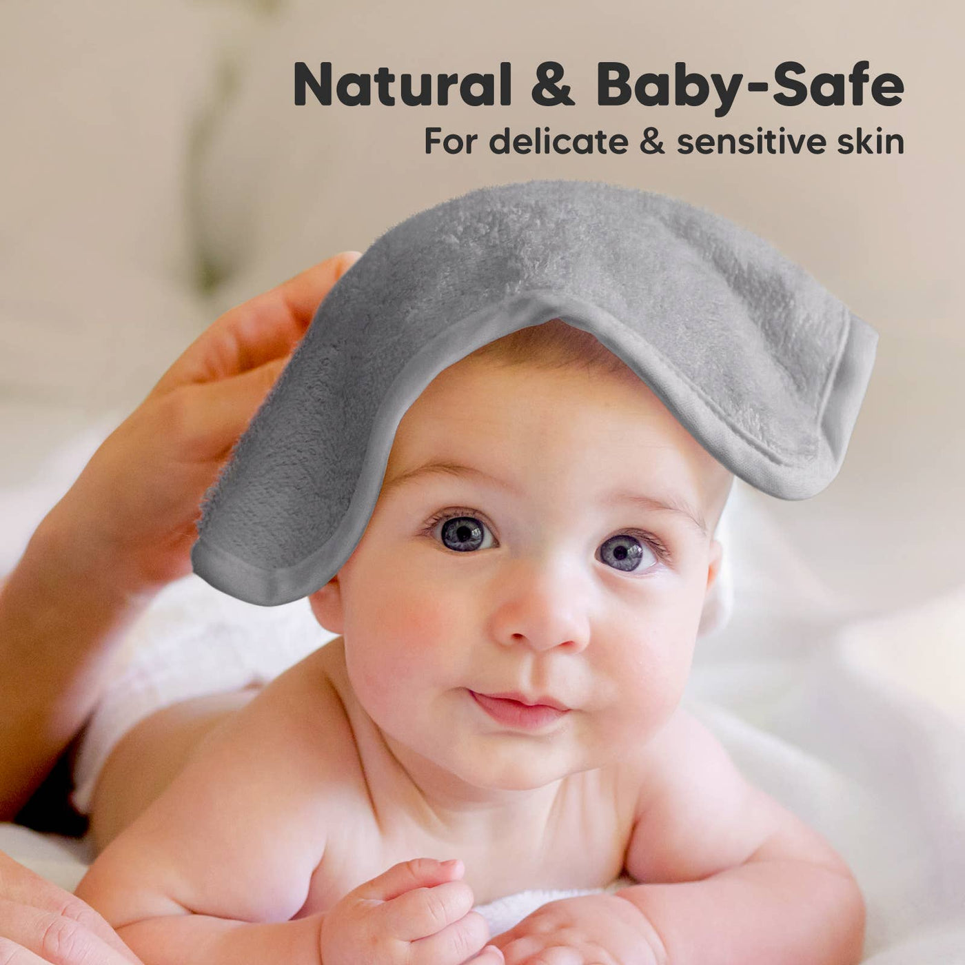 KeaBabies 6-Pack Baby Wash Cloths, Cool Gray