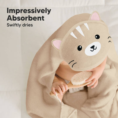 KeaBabies Cuddle Baby Hooded Towel, Cat