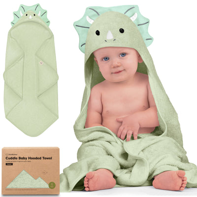 KeaBabies Cuddle Baby Hooded Towel, Triceratops