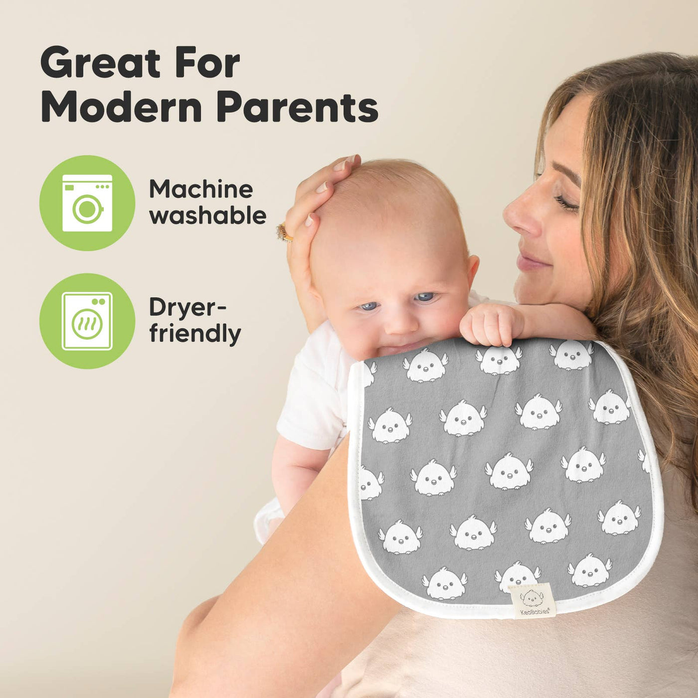 KeaBabies 5-Pack Urban Burp Cloths, Grayscape