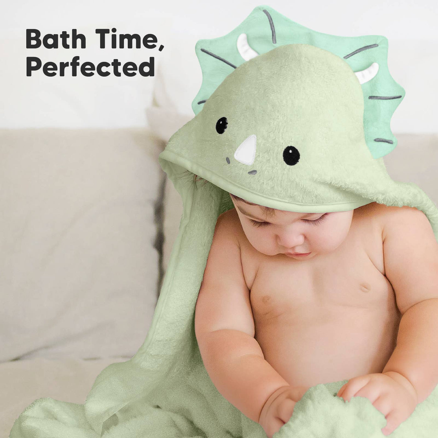 KeaBabies Cuddle Baby Hooded Towel, Triceratops