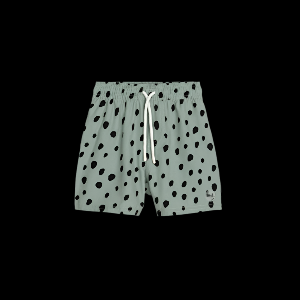 Miles Dalmatian Print on Dusty Green Swim Trunks