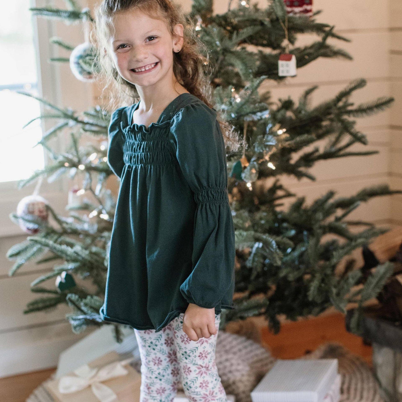 Poinsettia Fair Isle Organic Tunic & Pants Set