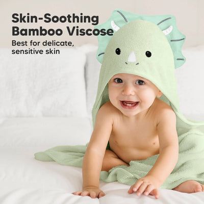 KeaBabies Cuddle Baby Hooded Towel, Triceratops
