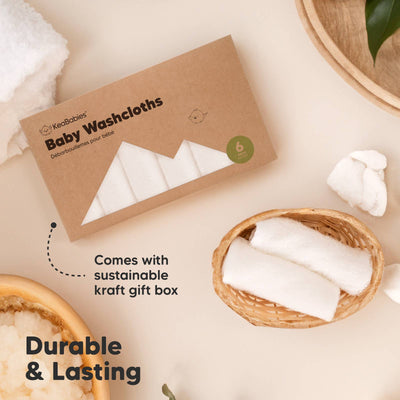 KeaBabies 6-Pack Baby Wash Cloths, White