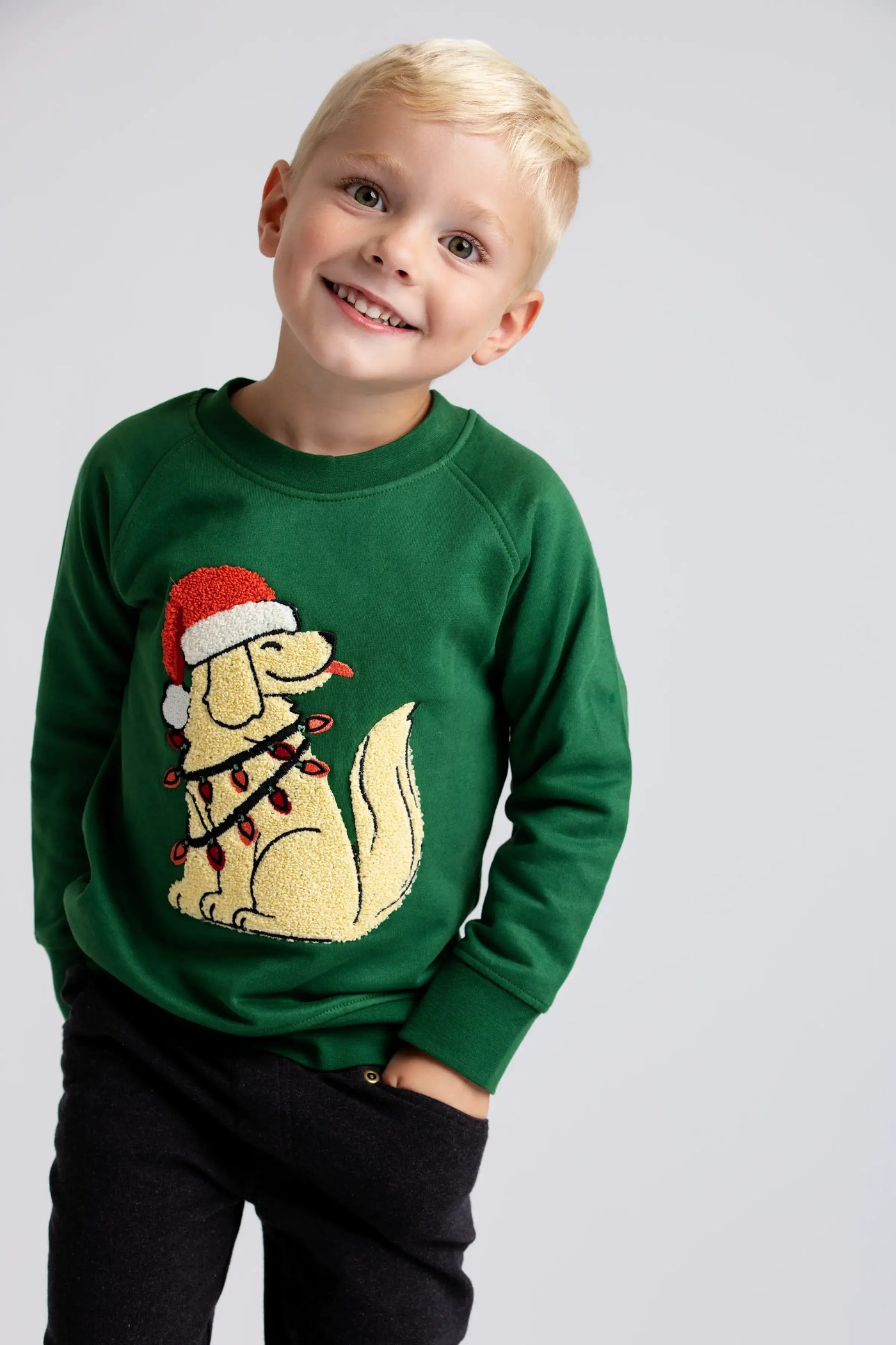 Monica +Andy Holiday Kids Embroidered Crewneck Sweatshirt