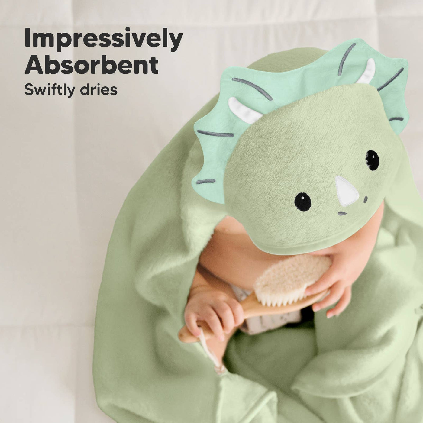 KeaBabies Cuddle Baby Hooded Towel, Triceratops