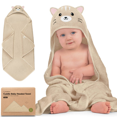 KeaBabies Cuddle Baby Hooded Towel, Cat