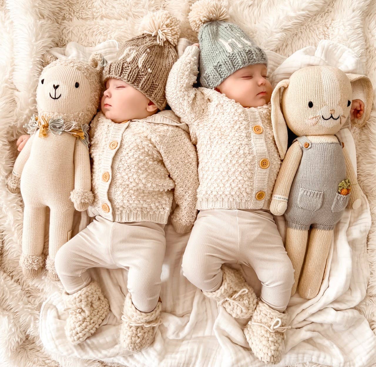 Huggalugs Hi. Surf Blue Hand Knit Beanie Hat