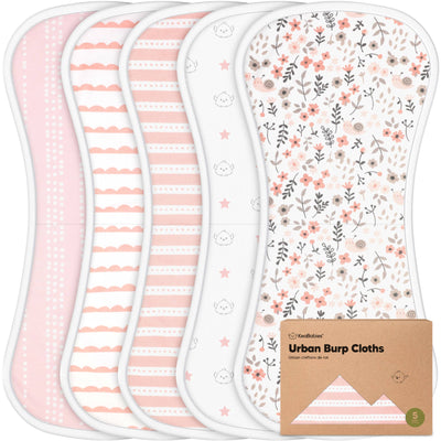 KeaBabies 5-Pack Urban Burp Cloths, Sweet Charm