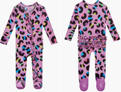 Posh Peanut Footed Ruffled Zippered Onesie