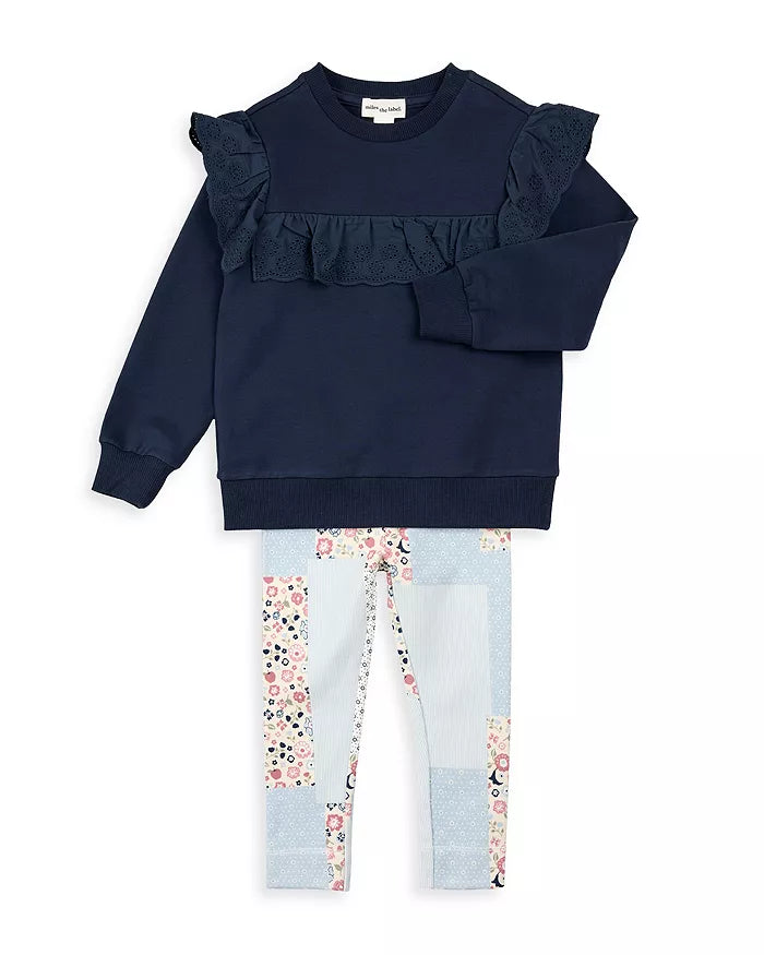 Miles the Label Eyelet Detail Top w/ Patchwork Leggings Set

Navy Top w/ Patchwork Leggings