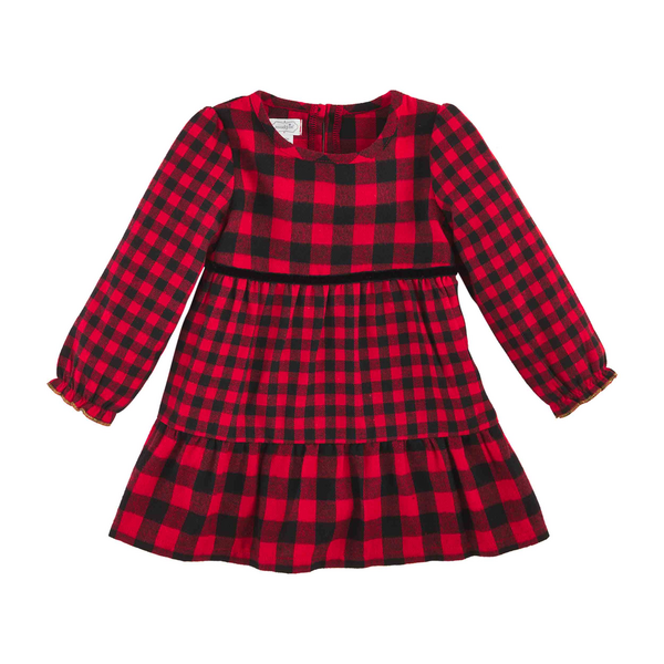 Mud Pie Mixed Buffalo Check Dress - Red / Black