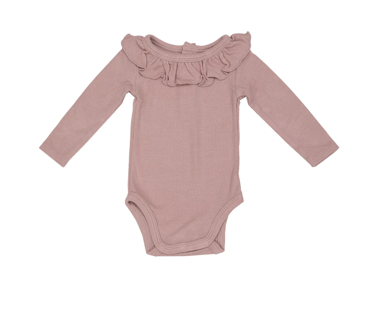 Angel Dear Ruffle Collar Bodysuit Rib Silver Pink