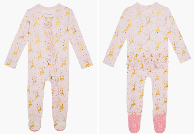 Posh Peanut Footed Ruffled Zippered Onesie