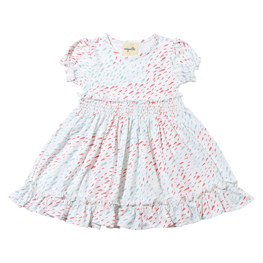 Vignette "Keely" Dress Coral Aqua Fish Print