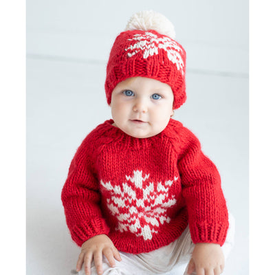 Huggalugs Snowflake Red Crew Neck Sweater