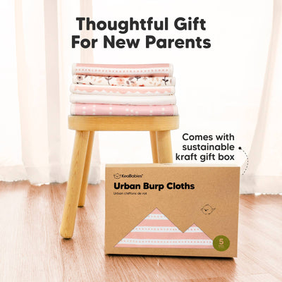 KeaBabies 5-Pack Urban Burp Cloths, Sweet Charm
