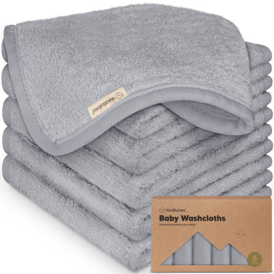 KeaBabies 6-Pack Baby Wash Cloths, Cool Gray