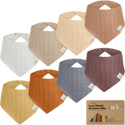 KeaBabies 8pk Lumi Muslin Baby Bibs, Spice