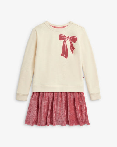 Appaman Cream Bow Sweatshirt Dress