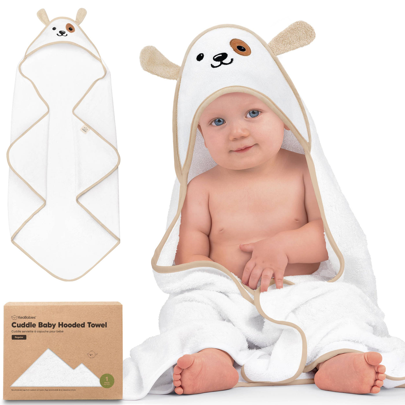 KeaBabies Cuddle Baby Hooded Towel, Dog