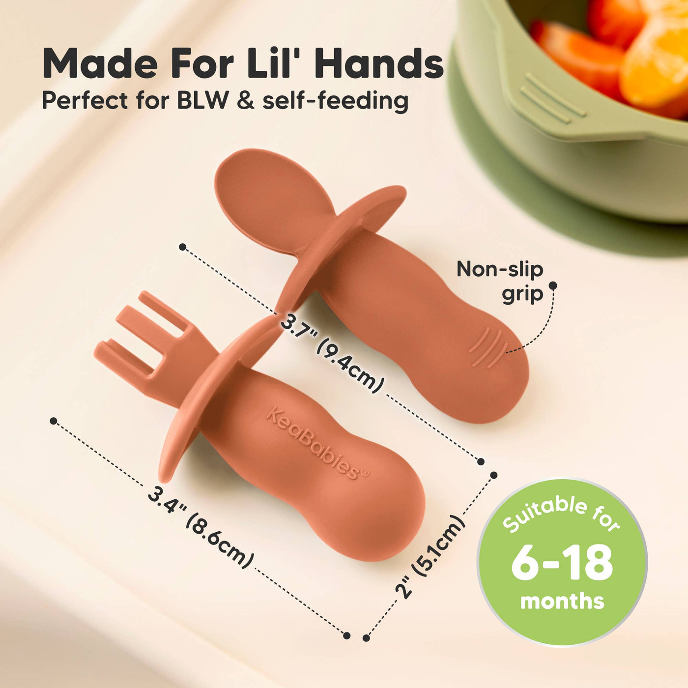 KeaBabies 4-Pack Prep Silicone Baby Spoons & Forks Set for Toddlers