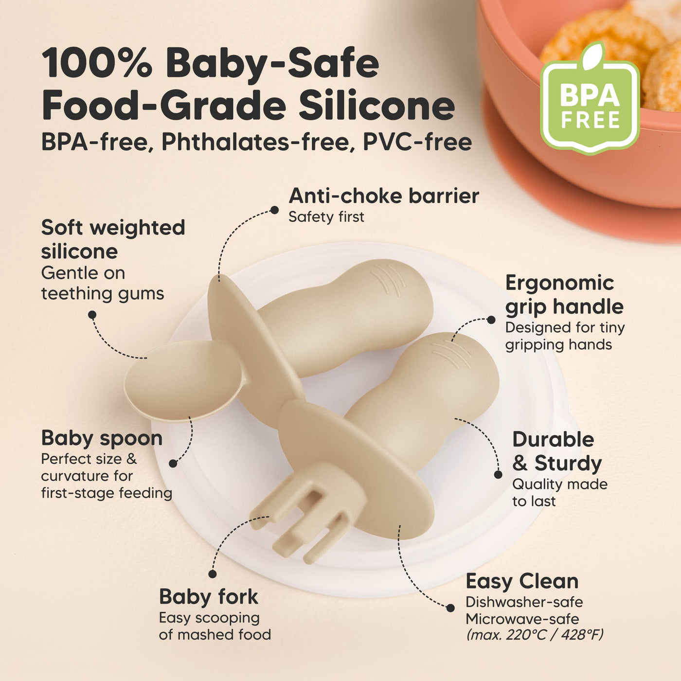KeaBabies 4-Pack Prep Silicone Baby Spoons & Forks Set for Toddlers