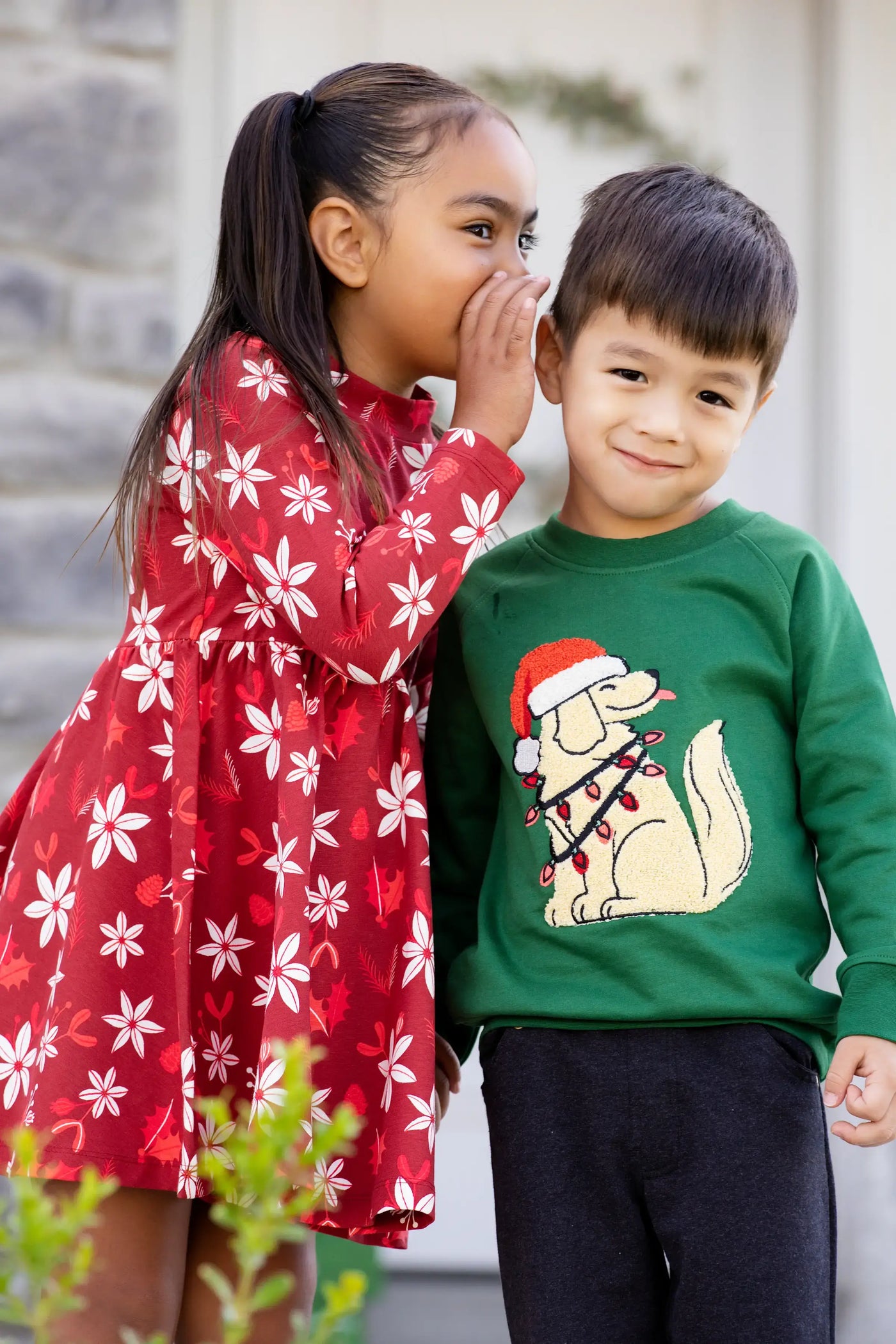Monica +Andy Holiday Kids Embroidered Crewneck Sweatshirt