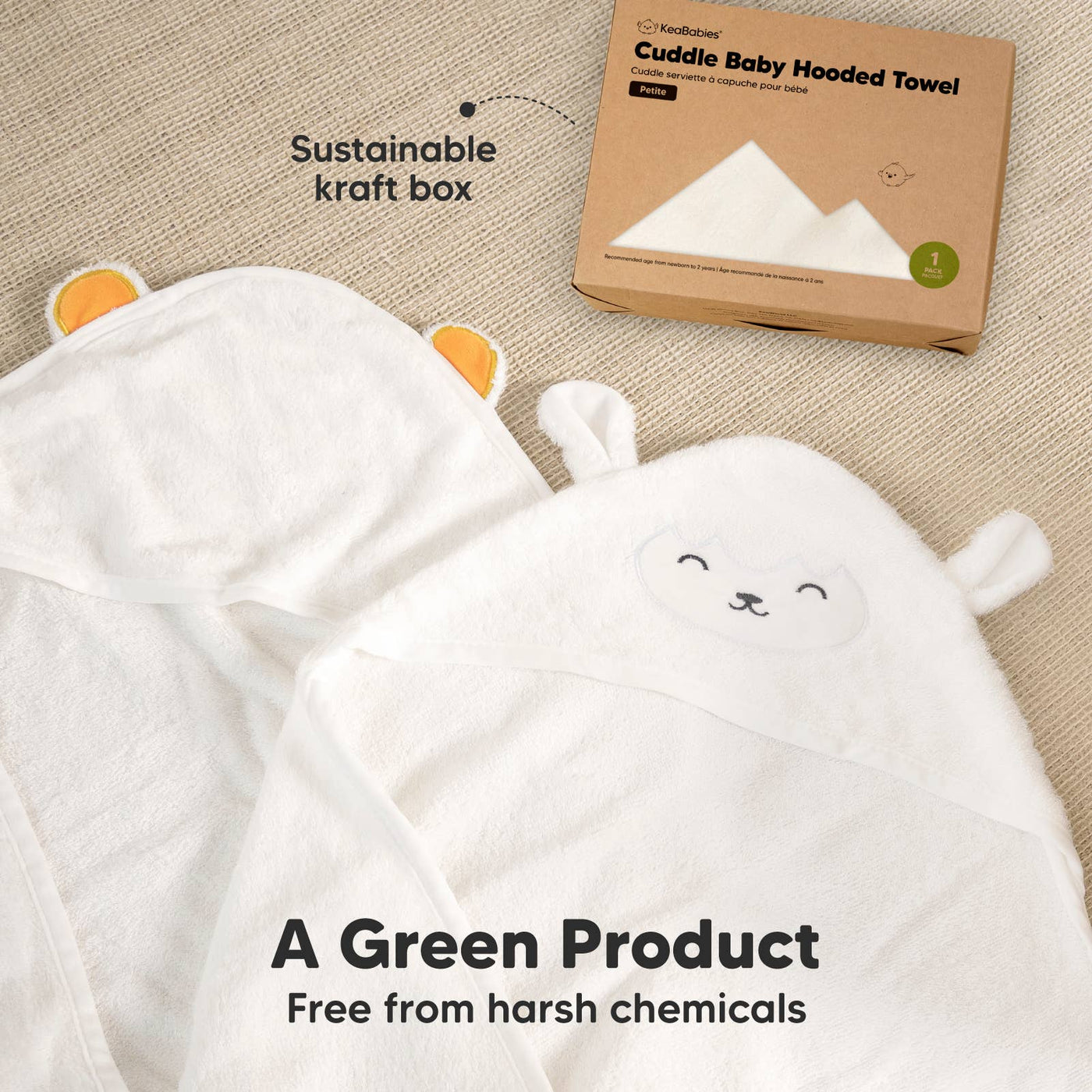 KeaBabies Cuddle Baby Hooded Towel, Lamb