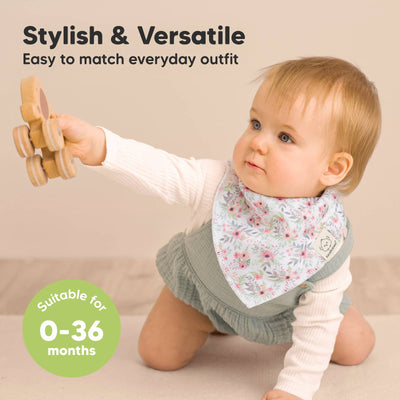 KeaBabies 8-pack Baby Bandana Bibs, Flourish